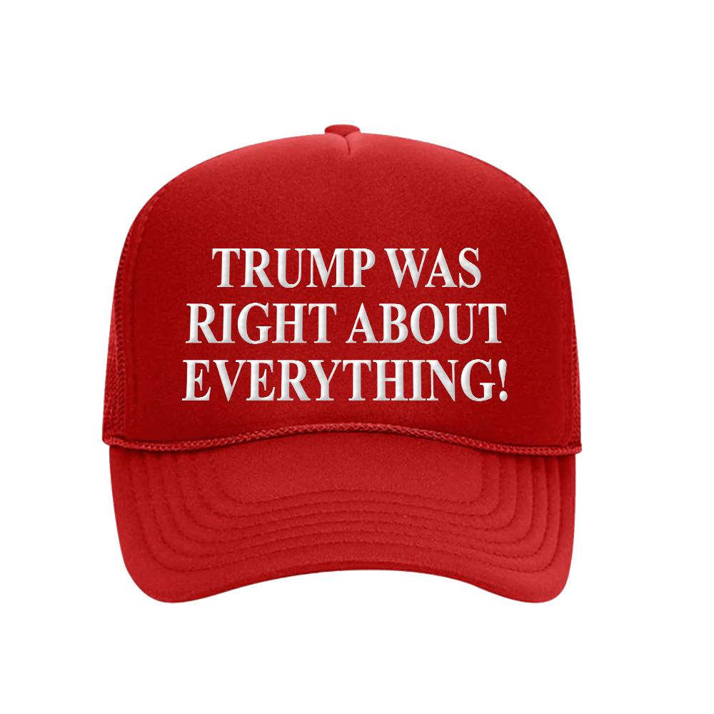 CAP 5 Panel High Crown Mesh Back Trucker Hat / Red TRUMP WAS RIGHT ABOUT EVERYTHING Hat maga trump