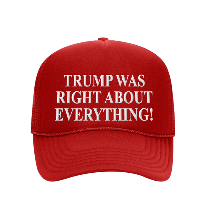 CAP 5 Panel High Crown Mesh Back Trucker Hat / Red TRUMP WAS RIGHT ABOUT EVERYTHING Hat maga trump