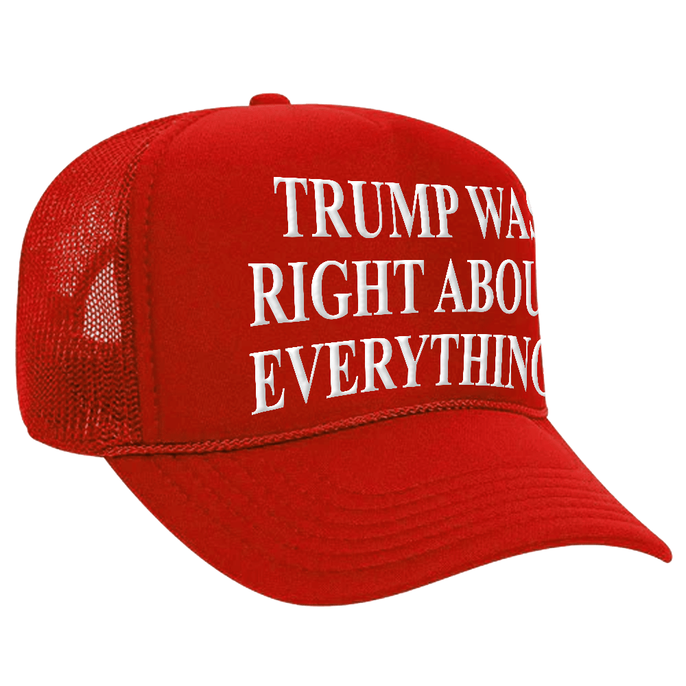 CAP 5 Panel High Crown Mesh Back Trucker Hat / Red TRUMP WAS RIGHT ABOUT EVERYTHING Hat maga trump