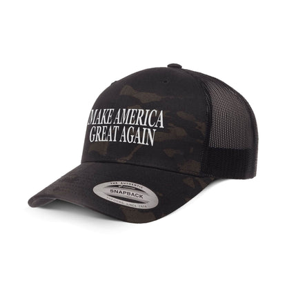 Classics Six-Panel Retro Trucker Cap / Black Multicam / OS Make America Great Again Camo Edition Trucker Hat maga trump