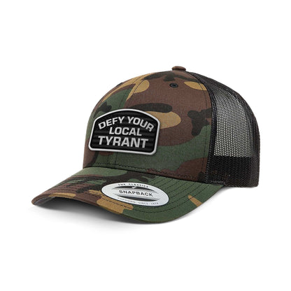 Classics Six-Panel Retro Trucker Cap / Camo / OS Defy Your Local Tyrant Camo Edition Trucker Hat maga trump