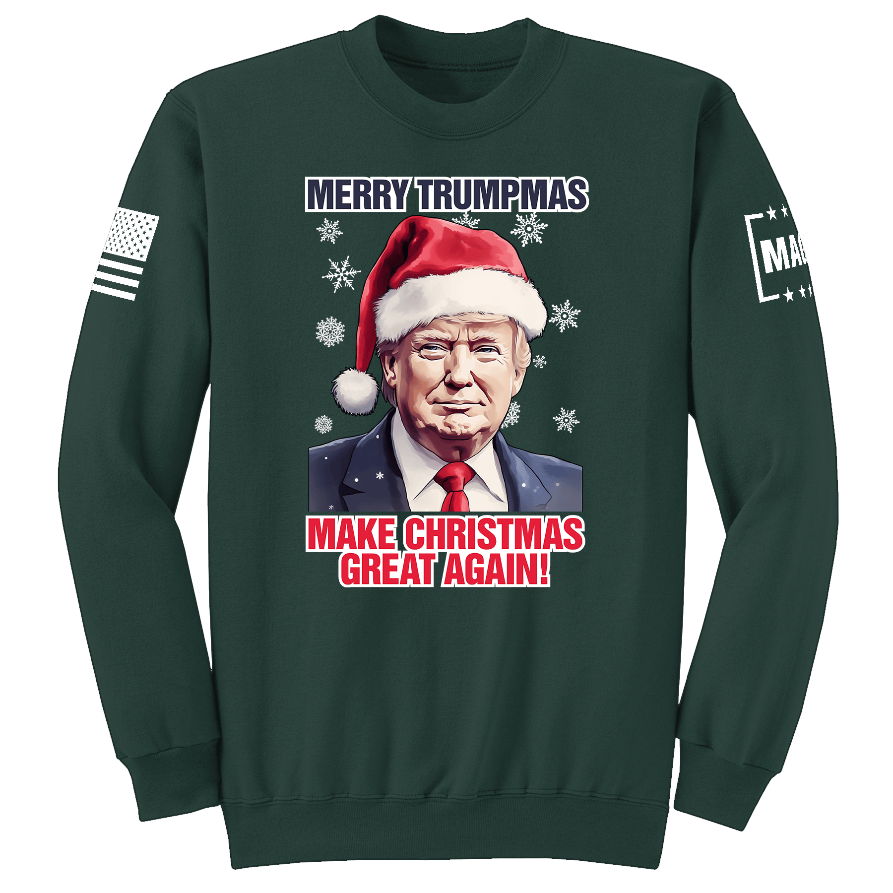 Dark Green / S Merry Trumpmas Sweatshirt maga trump
