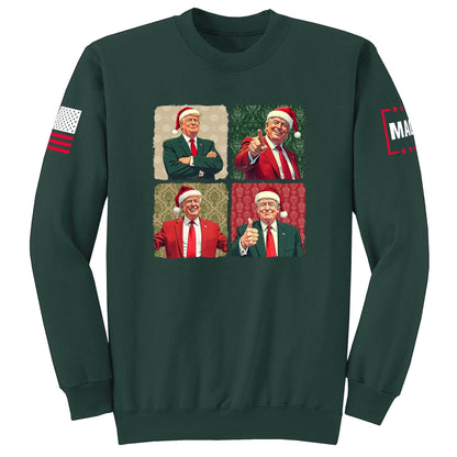 Dark Green / S Santa Trump Sweatshirt maga trump