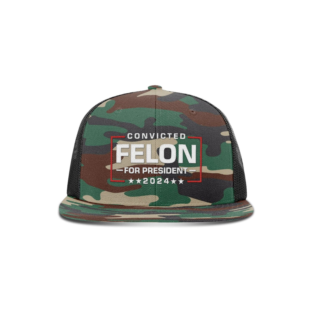 Felon For President Flat Bill Hat maga trump