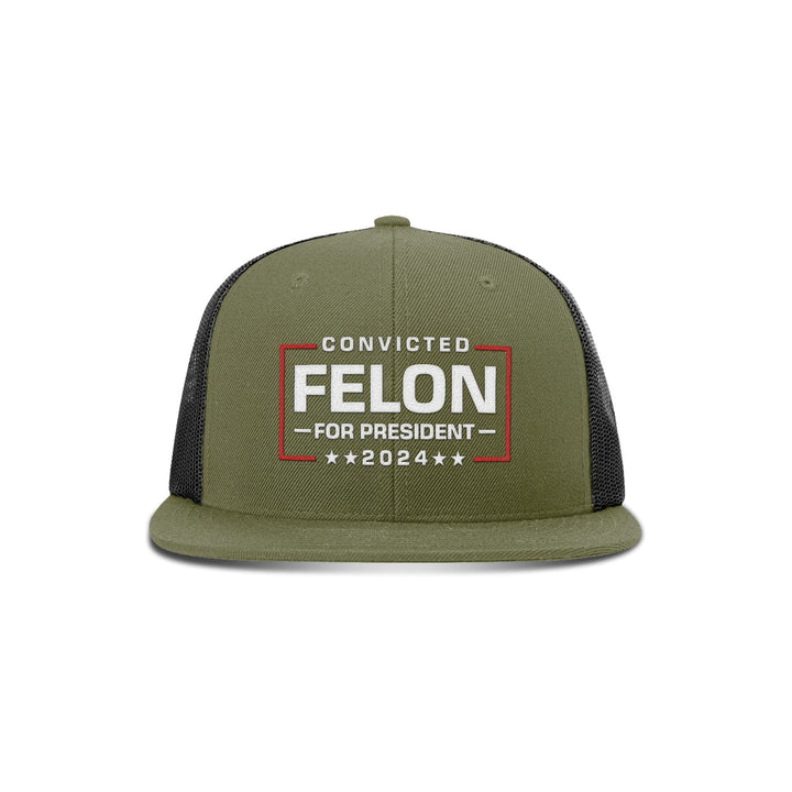 Felon For President Flat Bill Hat maga trump