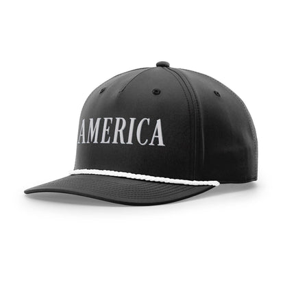 Five Panel Classic Rope / Black/White / OS America Rope Hat maga trump