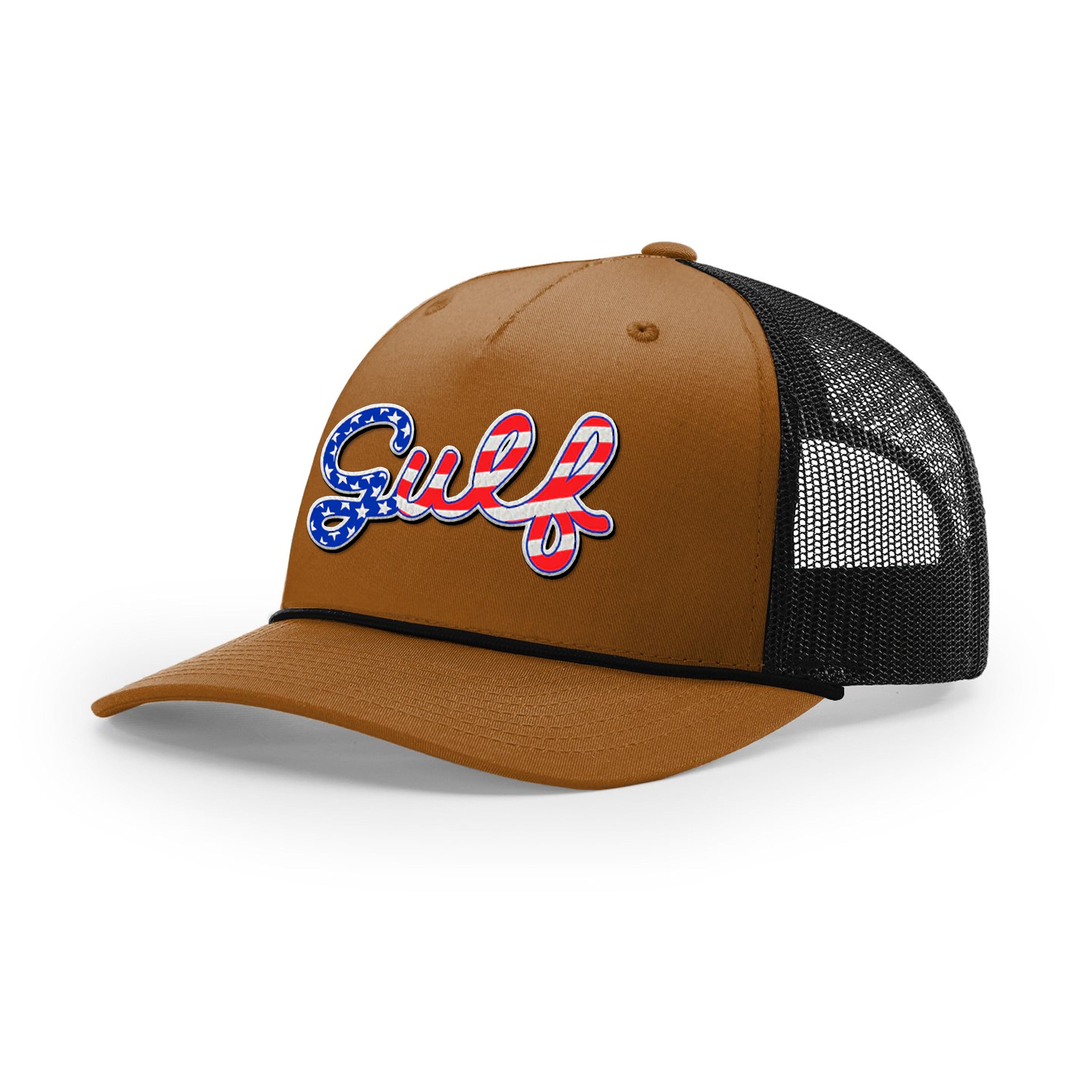 Five Panel Trucker with Rope / Caramel/Black / OS Gulf of America Rope Trucker Hat maga trump