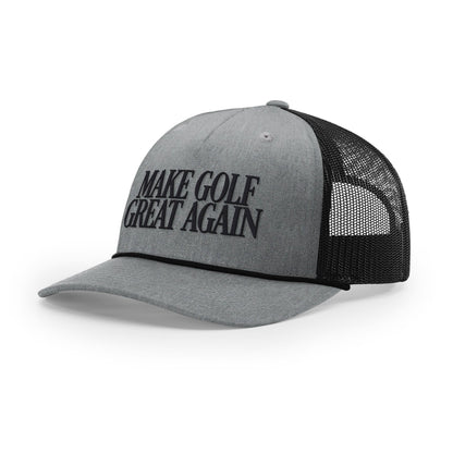 Five Panel Trucker with Rope / Heather Gray/Black / OS Make Golf Great Again Rope Trucker Hat maga trump