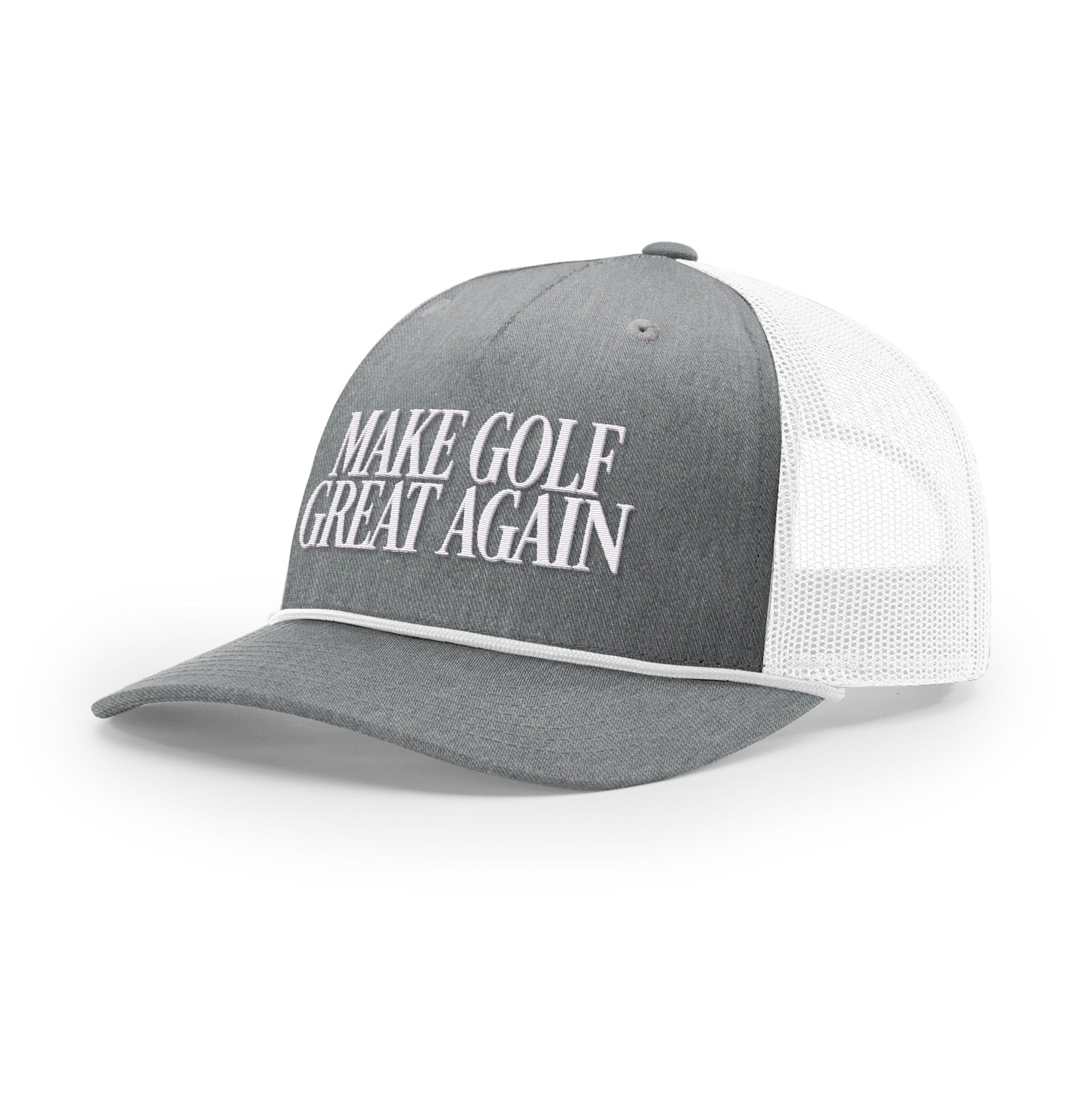Five Panel Trucker with Rope / Heather Gray/White / OS Make Golf Great Again Rope Trucker Hat maga trump