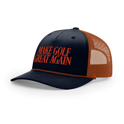 Five Panel Trucker with Rope / Navy/Orange / OS Make Golf Great Again Rope Trucker Hat maga trump