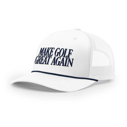 Five Panel Trucker with Rope / Navy/White / OS Make Golf Great Again Rope Trucker Hat maga trump