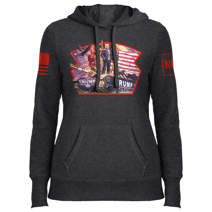 Graphite Heather / XS Trump Tank Re-mastered Ladies Hoodie maga trump