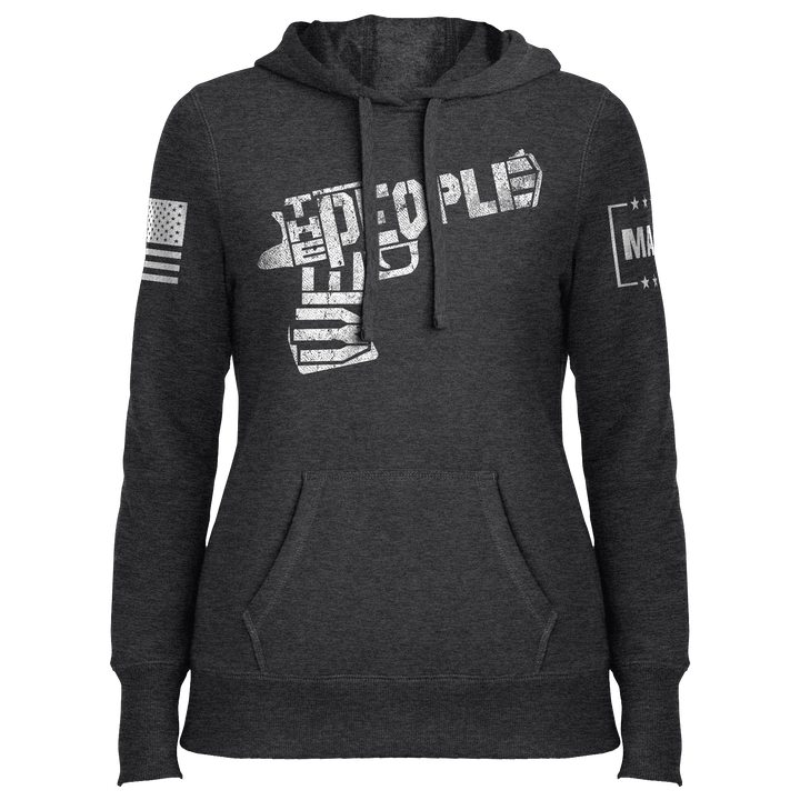 Graphite Heather / XS We The People Hand Gun Ladies Hoodie maga trump