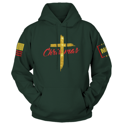 Green / S Christmas Cross Hoodie maga trump