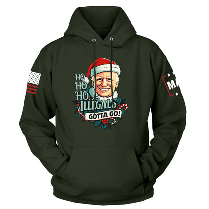 Green / S Ho Ho Ho Illegals Gotta Go Hoodie maga trump