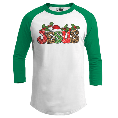 Green / S Jesus Christmas Raglan maga trump