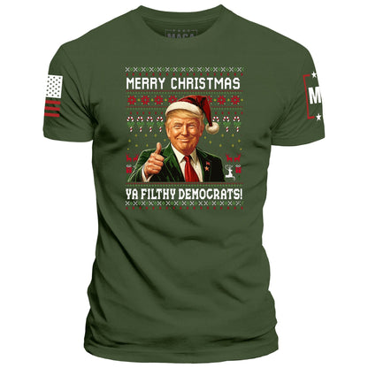 Green / S Merry Christmas Ya Filthy Democrats! maga trump