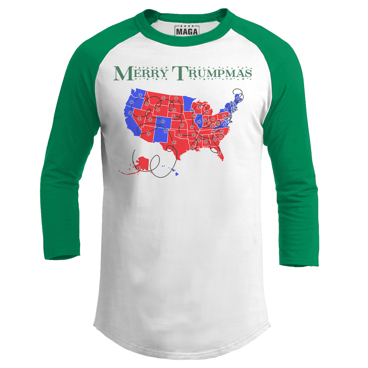 Green / S Merry Trumpmas 2 Raglan maga trump