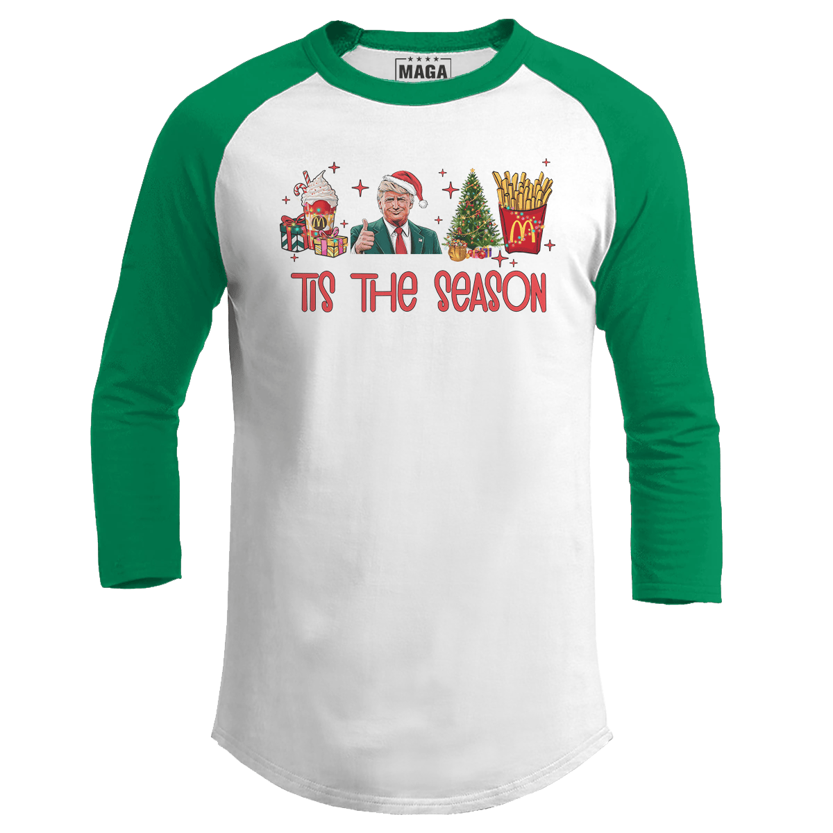 Green / S Tis the Season Raglan maga trump