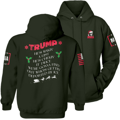 Green / S Trump Santa - Making A List Hoodie maga trump