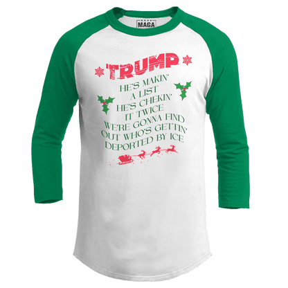 Green / S Trump Santa - Making A List Raglan maga trump