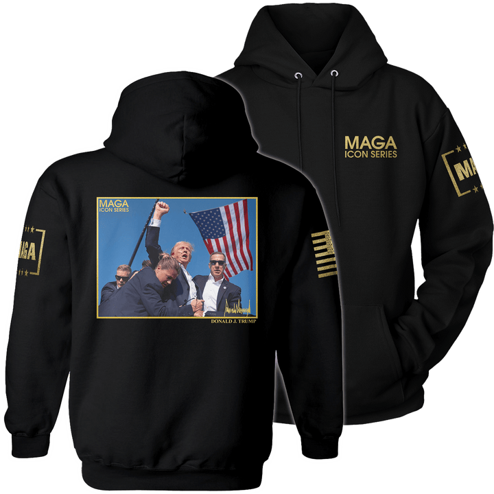 Hoodie / Black / XS Icon Series - Trump Fight maga trump