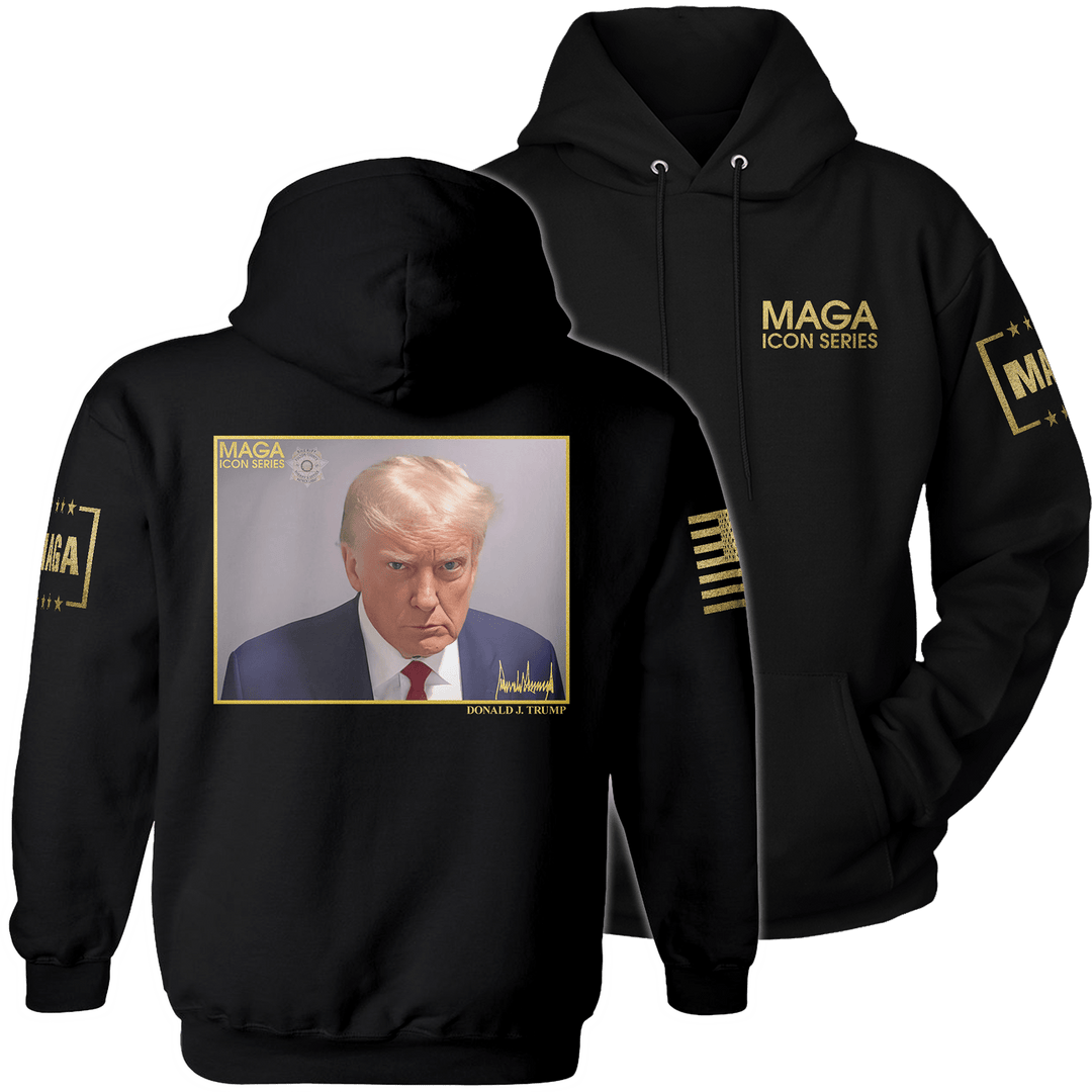 Hoodie / Black / XS Icon Series - Trump Mug Shot maga trump