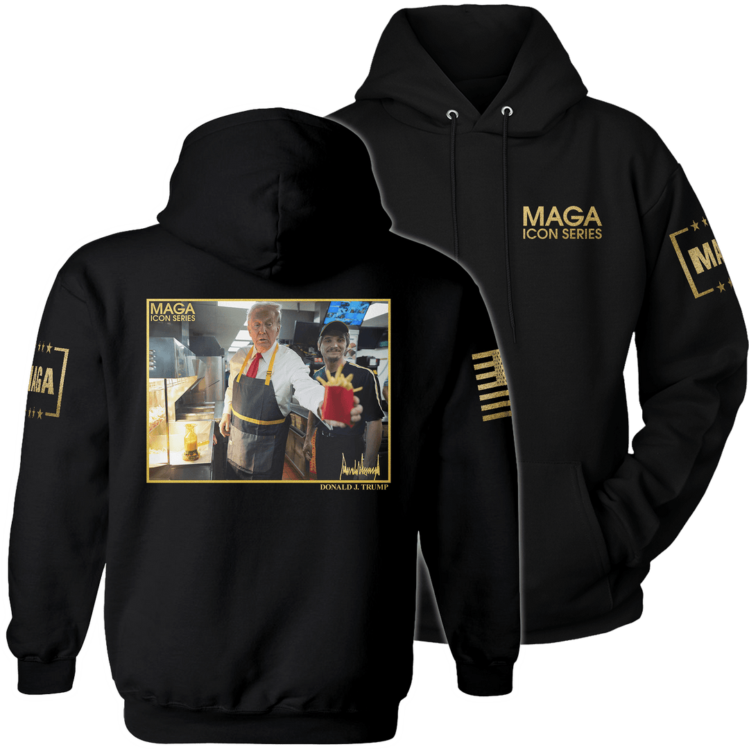 Hoodie / Black / XS Icon Series - Trump with Fries maga trump