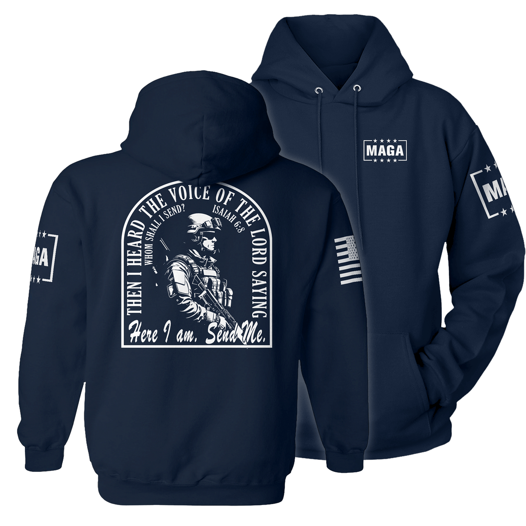 Hoodie / Navy / XS Send Me maga trump