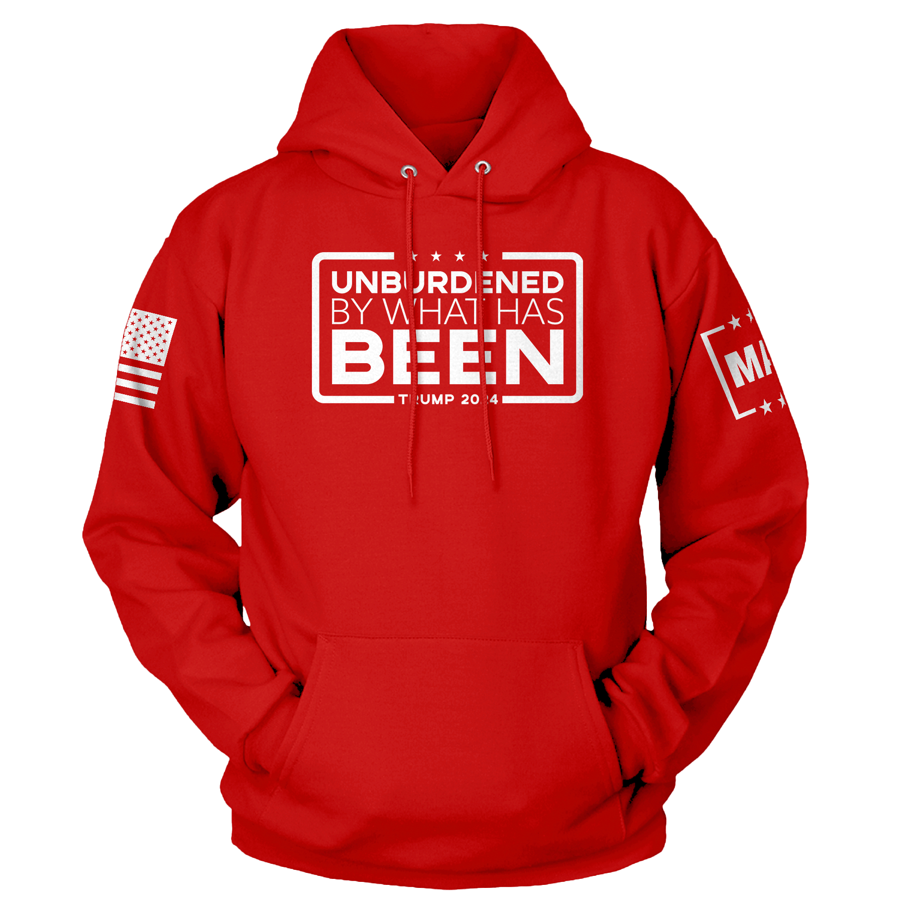 Hoodie / Red / XS Unburdened by What Has Been maga trump