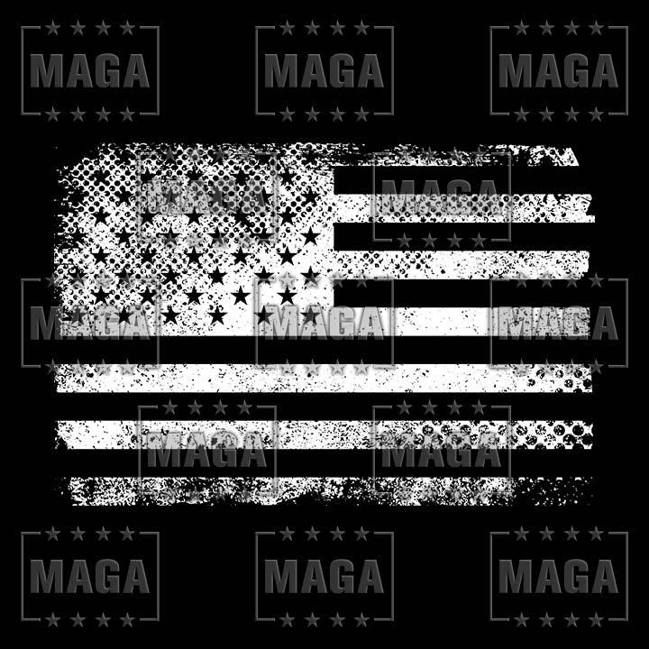 Horizontal Flag Distressed - White maga trump