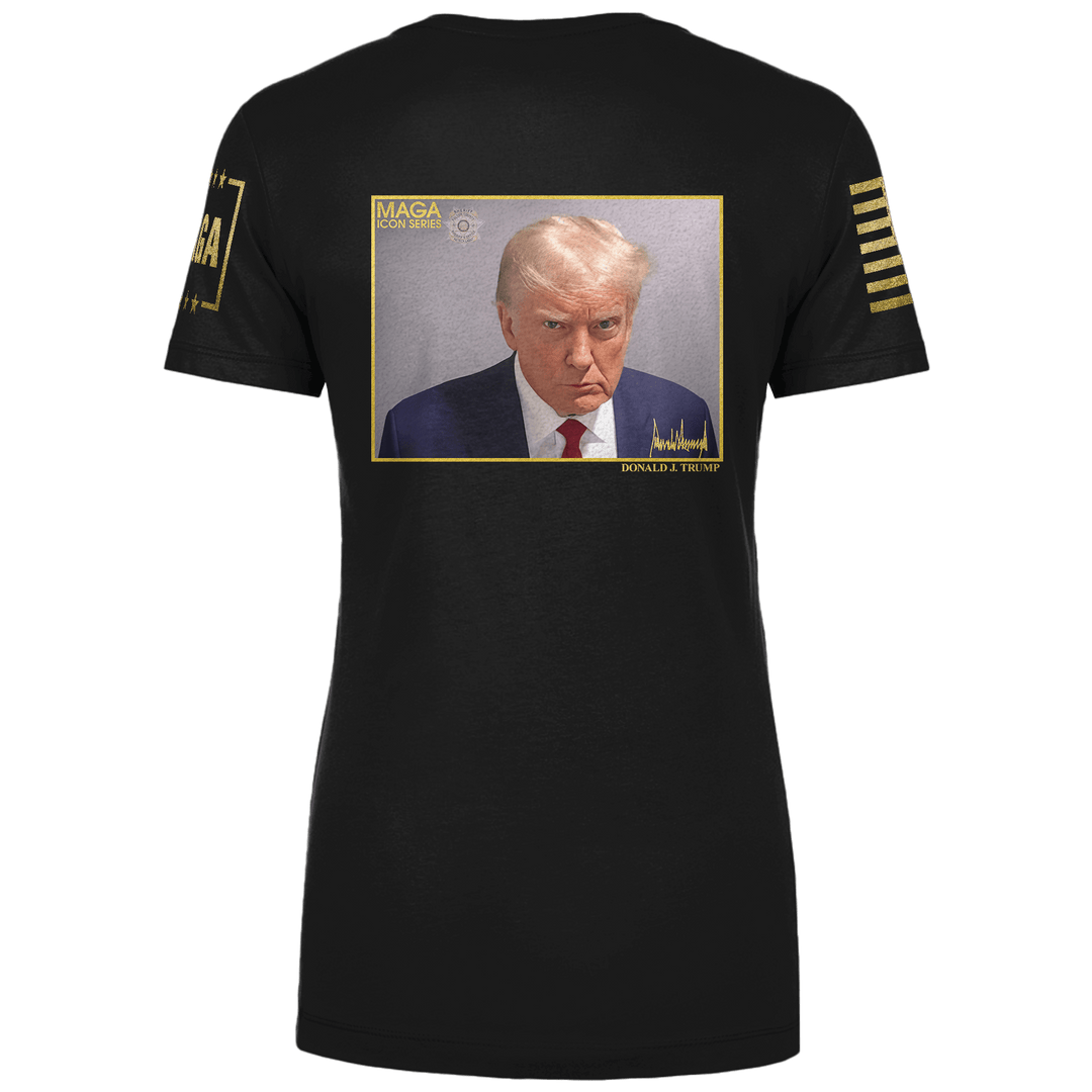 Icon Series - Trump Mug Shot Ladies Tee maga trump