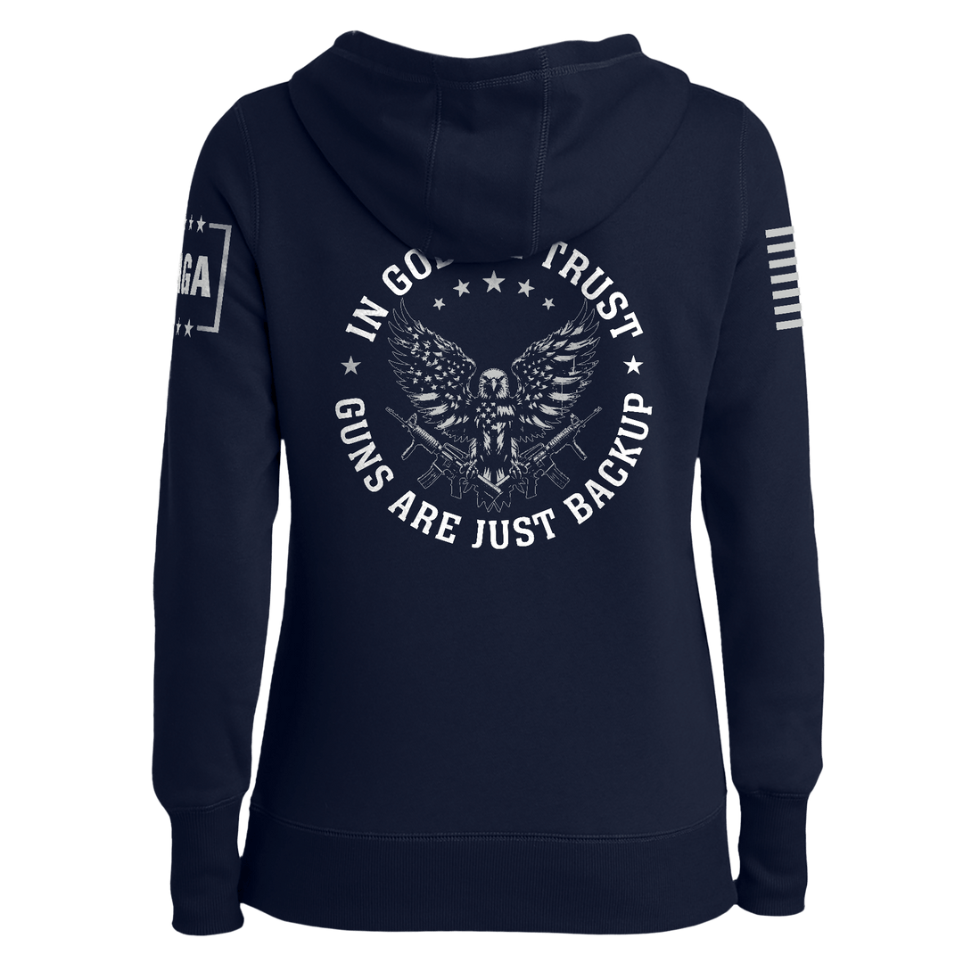 In God We Trust Ladies Hoodie maga trump