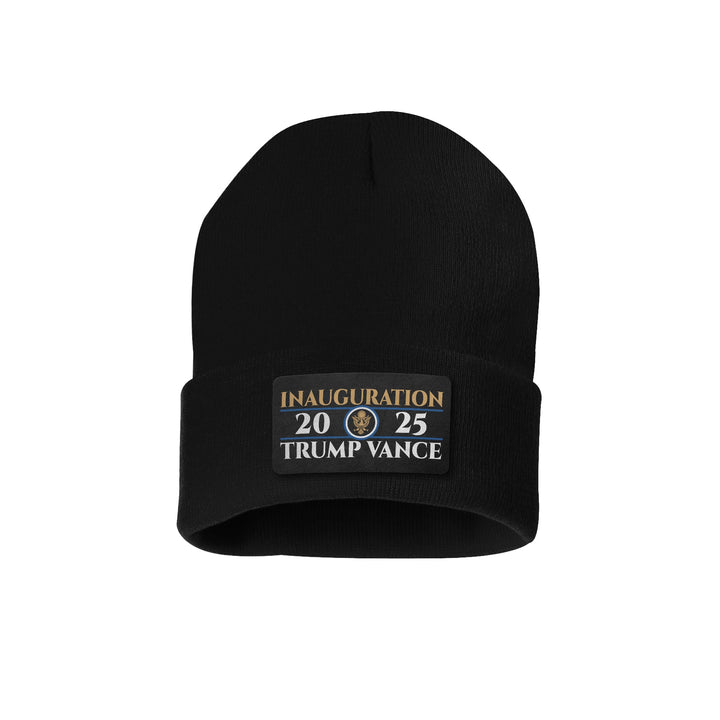 Inauguration 2025 Trump Vance Leather Patch Beanie maga trump