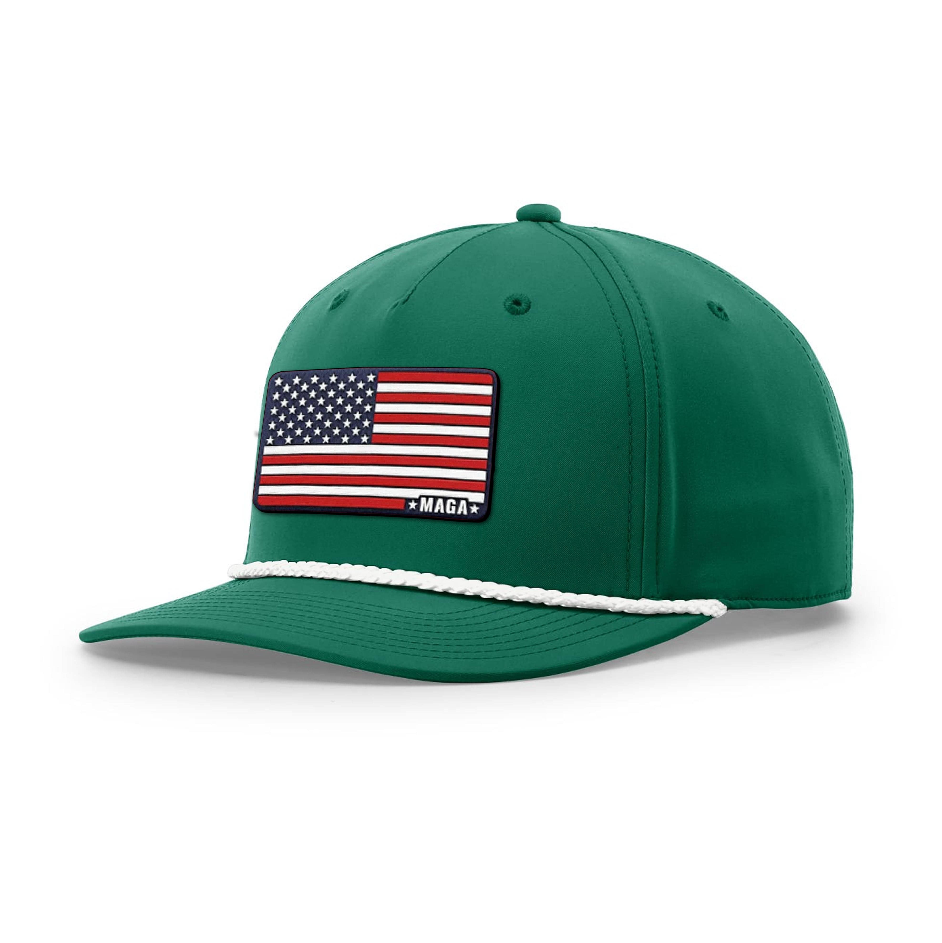 Kelly Green/White Maga American Flag Rope Hat maga trump