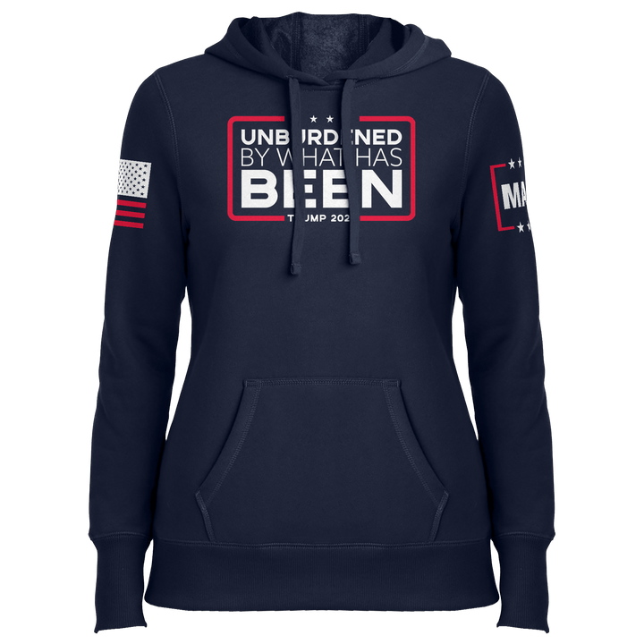 Ladies Hoodie / Navy / XS Unburdened by What Has Been Ladies maga trump