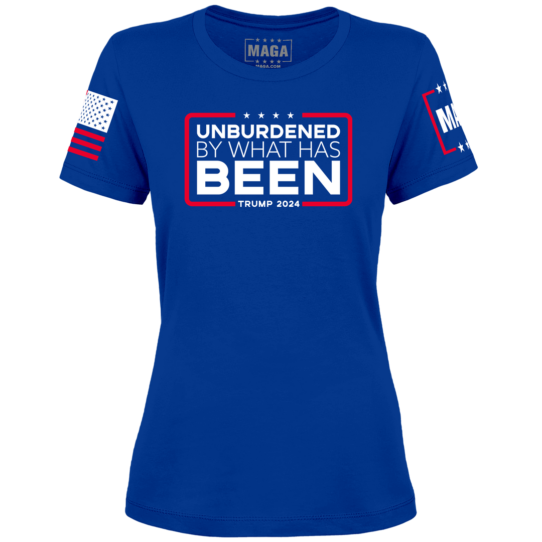 Ladies Tee / Royal / XS Unburdened by What Has Been Ladies maga trump