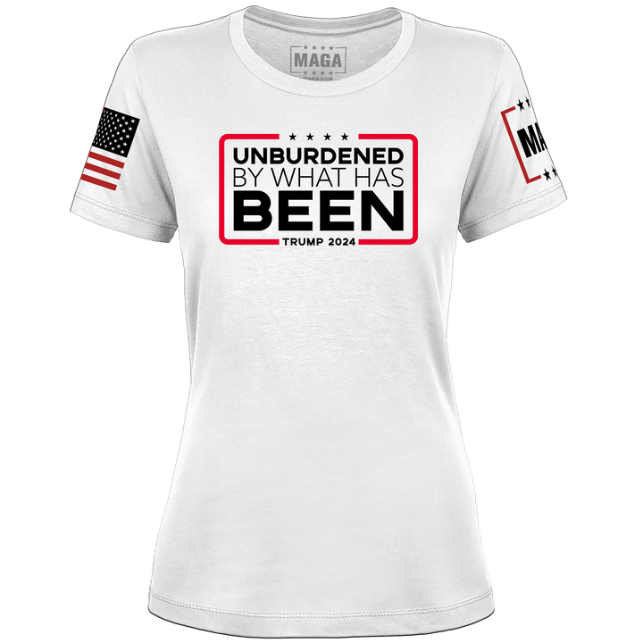 Ladies Tee / White / XS Unburdened by What Has Been Ladies maga trump