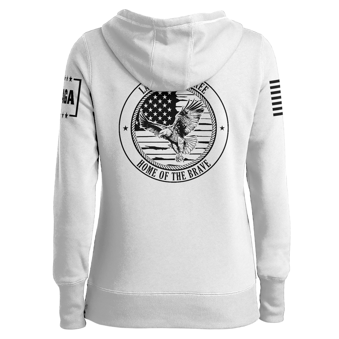 Land of the Free Home of the Brave Eagle Ladies Hoodie maga trump