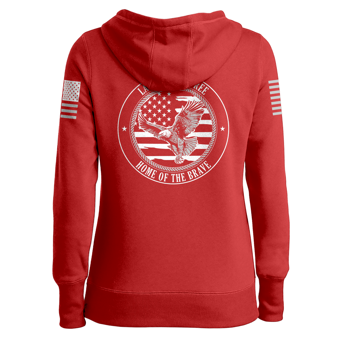 Land of the Free Home of the Brave Eagle Ladies Hoodie maga trump