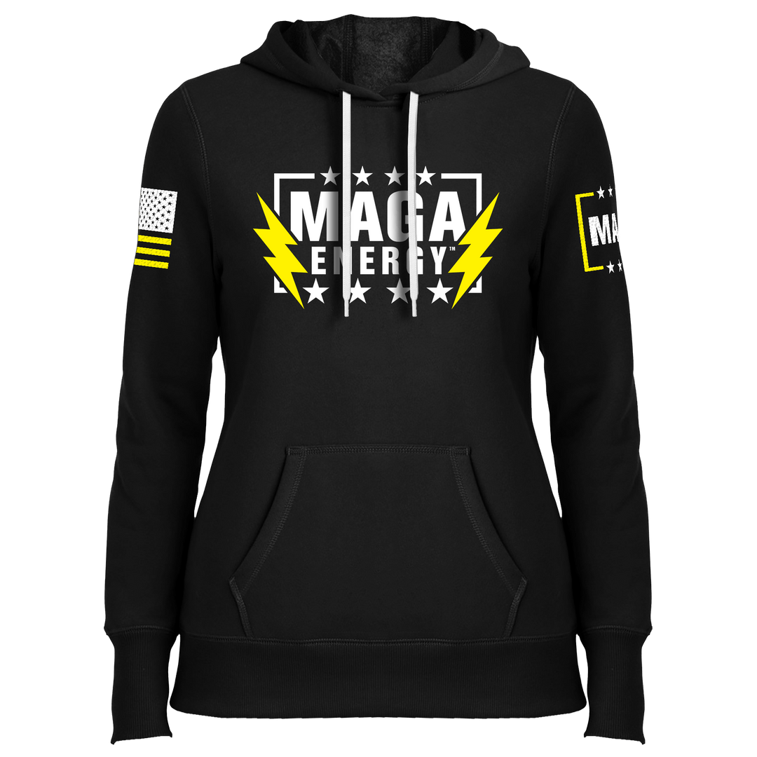 MAGA ENERGY SHIRT (YELLOW AND WHITE) Ladies Hoodie maga trump