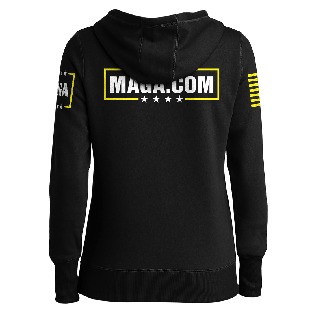 MAGA ENERGY SHIRT (YELLOW AND WHITE) Ladies Hoodie maga trump