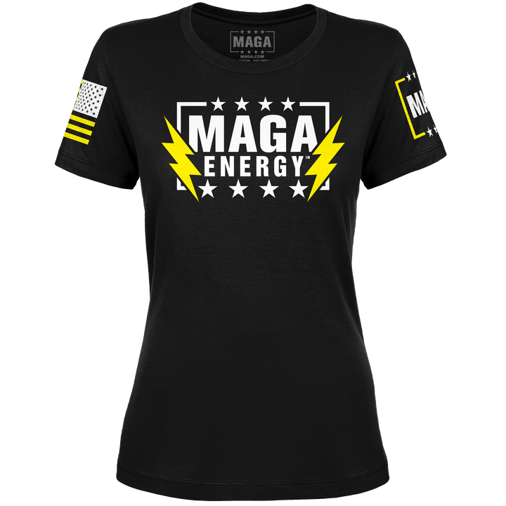 MAGA ENERGY SHIRT (YELLOW AND WHITE) Ladies Tee maga trump