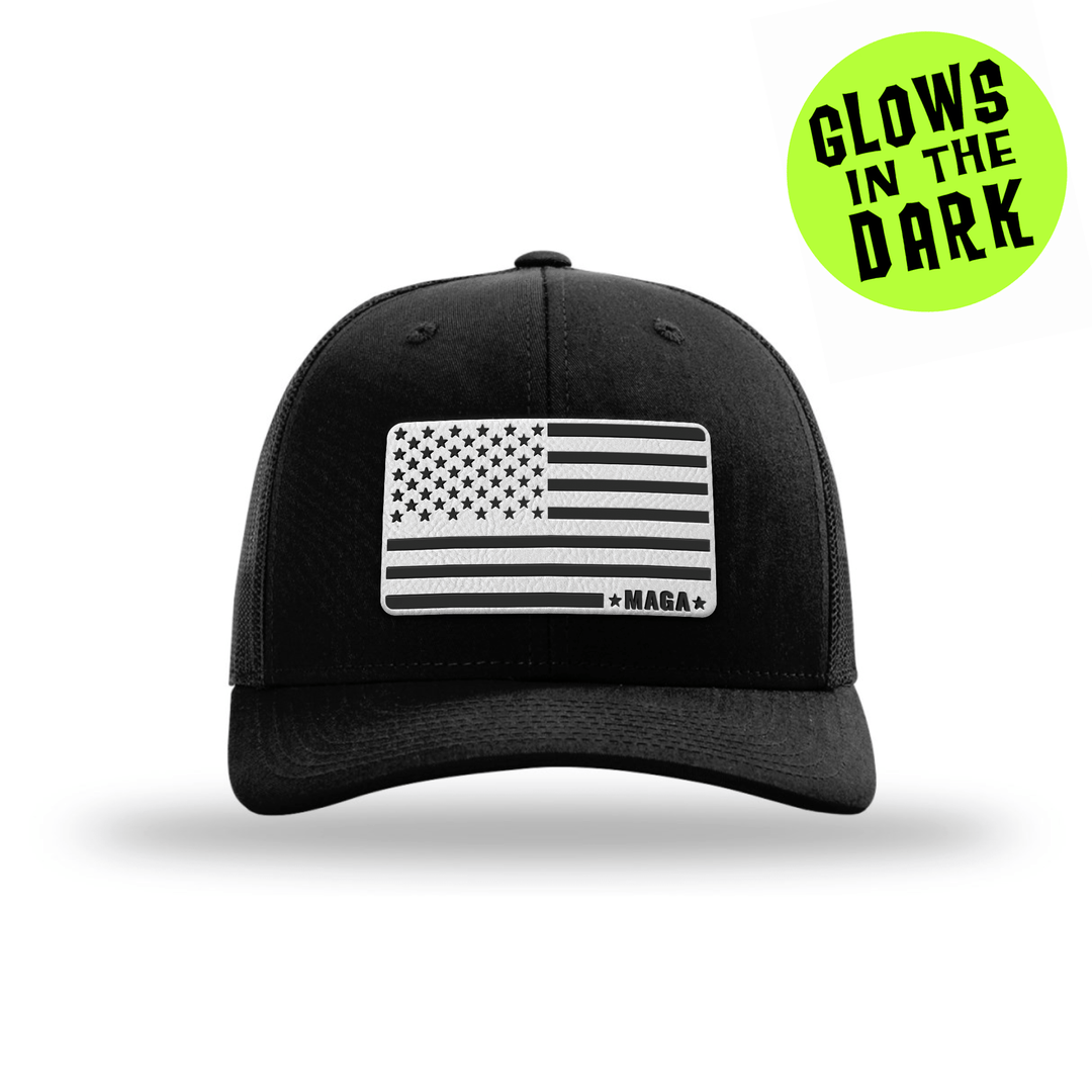 MAGA Flag GITD Leather Patch Hat maga trump