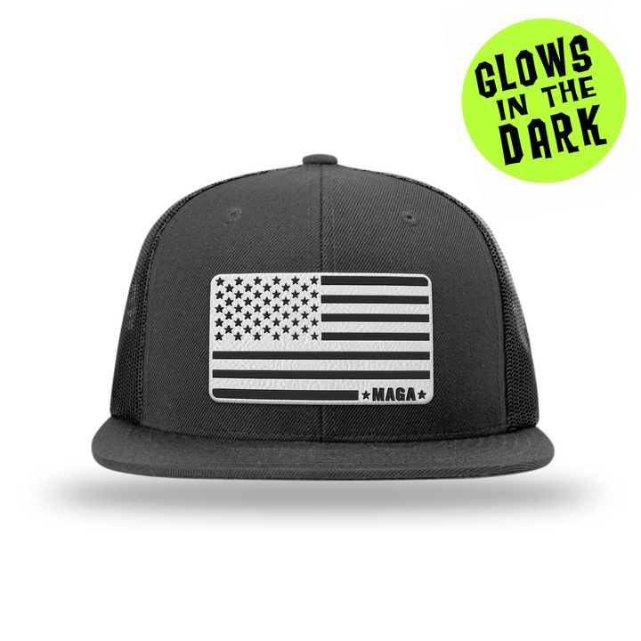 MAGA Flag GITD Leather Patch Hat maga trump