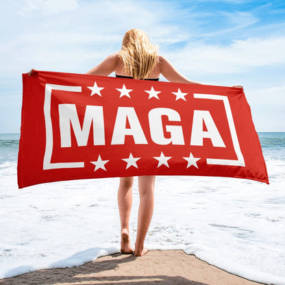 MAGA Logo (Red) Beach Towel maga trump