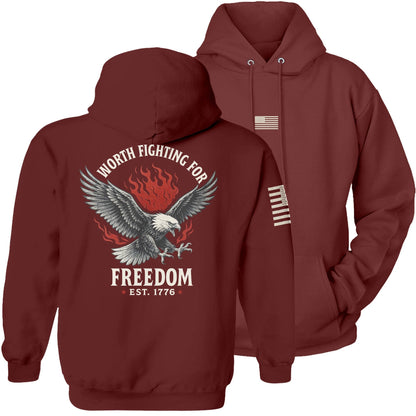 Maroon / S Freedom is Worth Fighting For Hoodie maga trump