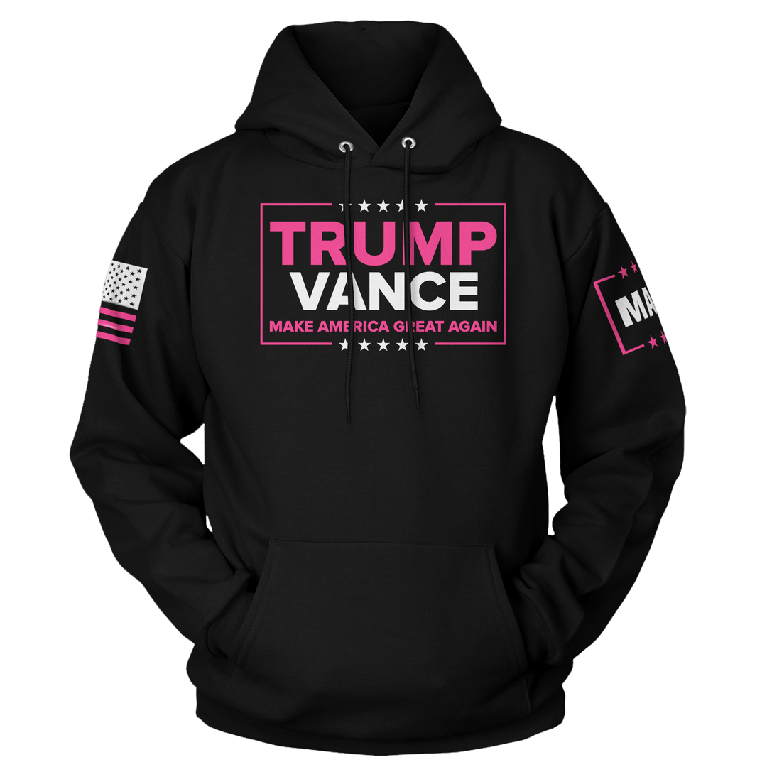 Men's Hoodie / Black / XS Trump Vance Pink maga trump