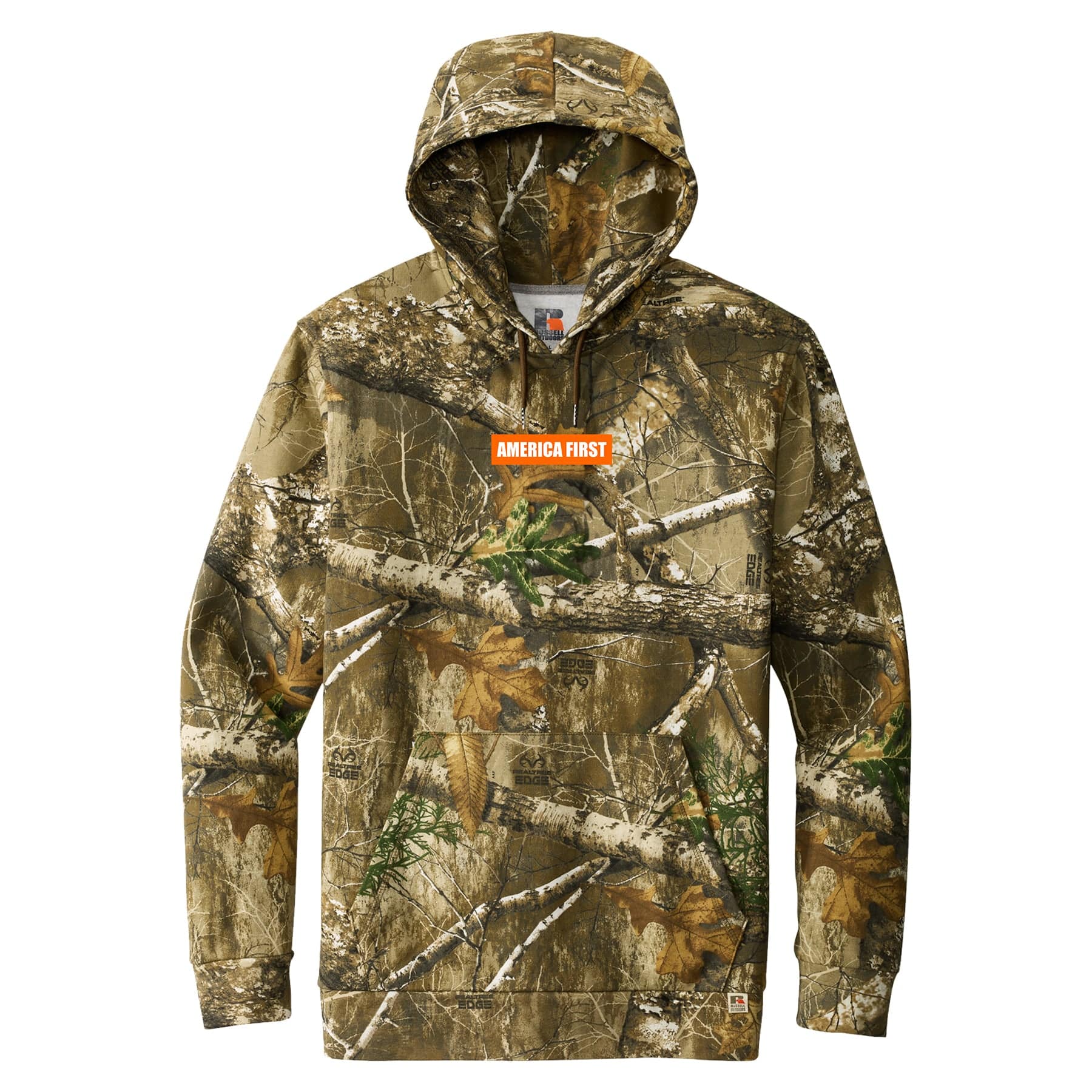 Men's Hoodie / Camo / S Realtree®- America First Hoodie maga trump