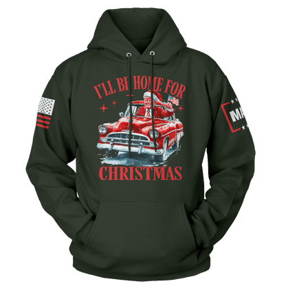 Men's Hoodie / Green / XS Ill be Home for Christmas maga trump